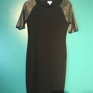 Lularoe XS Julia - black body w/ metallic silver